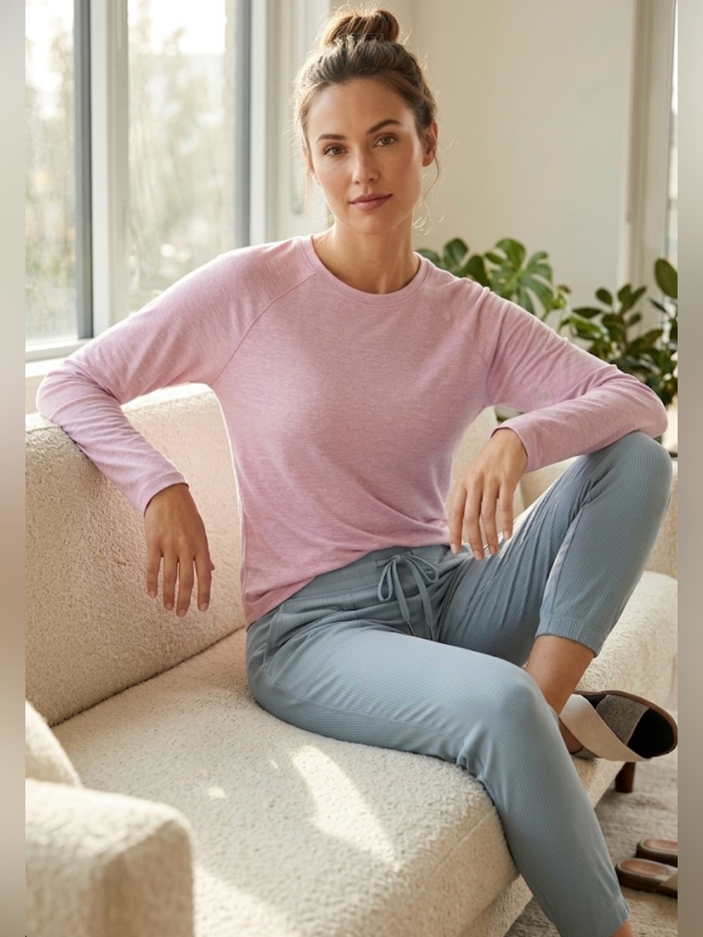 lululemon athletica better each day Heathered Pink Crewneck Pullover
